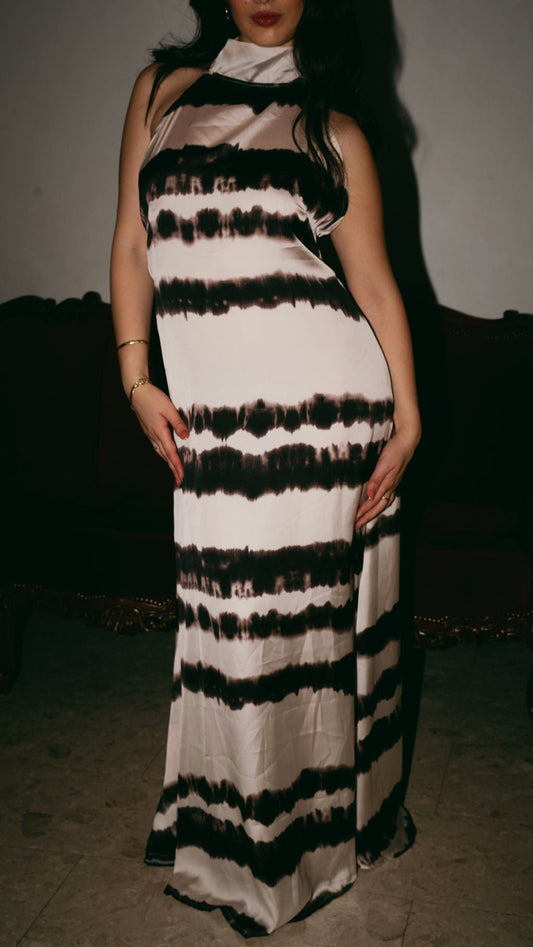 Collar Dress – Blurred Tie-Dye Stripe Print (Limited Edition)